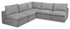 Fusion Modular 5-Piece Silver Grey Chenille Fabric Armless Sectional with Removable Feather Down Back Cushions