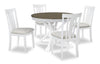 Brook 5pc Dining Set with Table & 4 Chairs, 42-54\"W Extension, Round - White/Brown