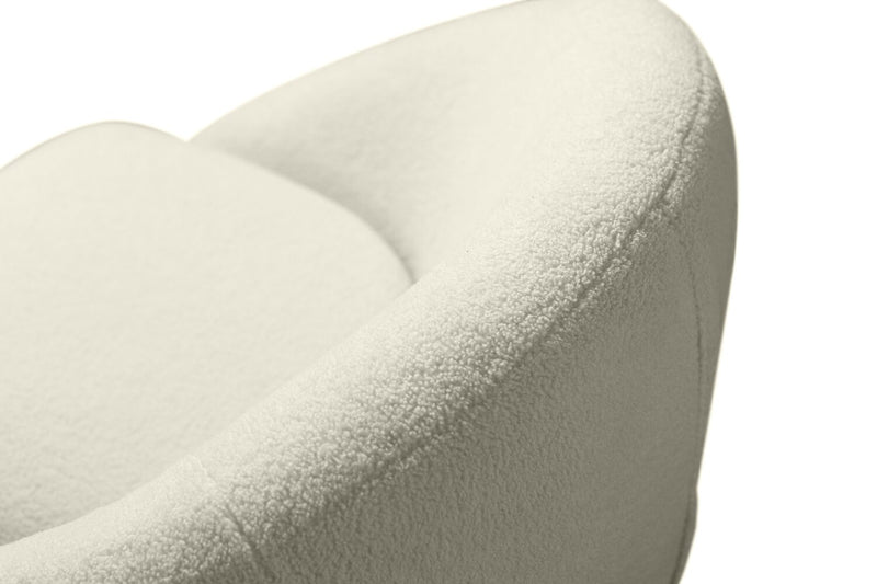 Lola 28.7\" Chenille Boucle Fabric Curved Accent Chair with Removable Seat Cushion - White