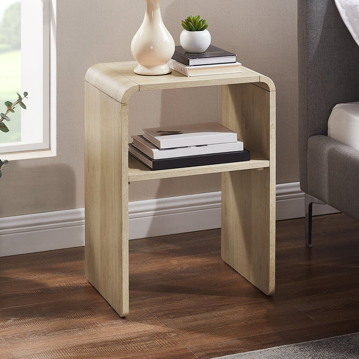 Odin Bedside Nightstand with Storage Shelf, 18\"W x 25.75\"H - Natural