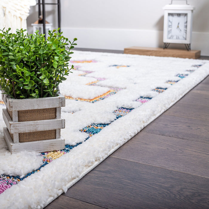 Ellis Multi-Colour Geometric Shag Area Rug - 5'3\" x 7'7\"