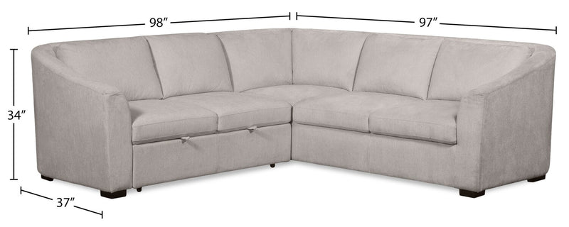 Envy 2-Piece Left-Facing Chenille Fabric Sleeper Sectional - Fog Grey
