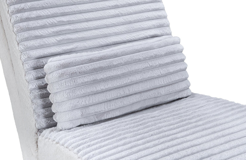 Cleo 26\" Ultra Plush Faux Fur Fabric Chaise Lounge with Accent Pillow - Light Grey