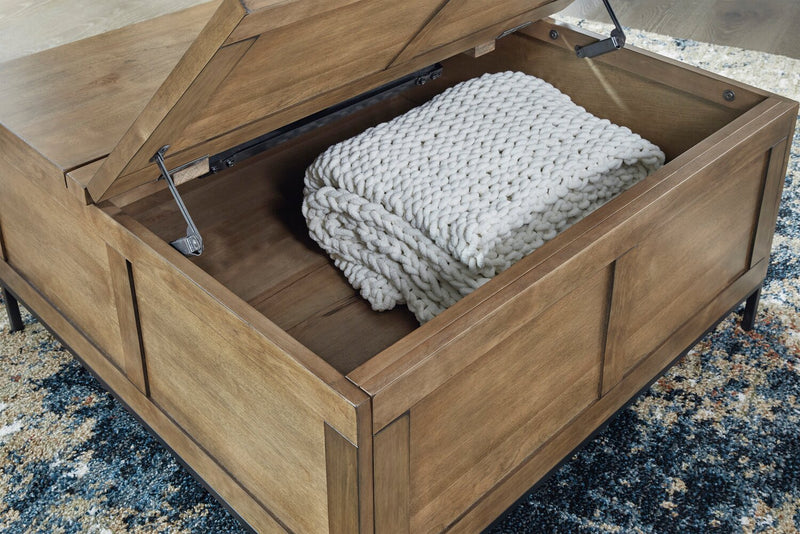 York 36” Rustic Solid Wood Lift Top Coffee Table with Storage - Brown
