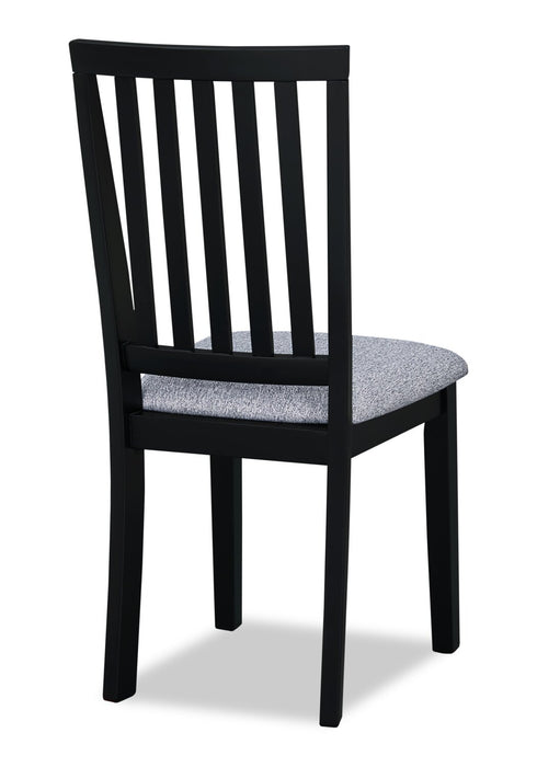 Bryn Dining Chair with Fabric Seat, Slat-Back - Black