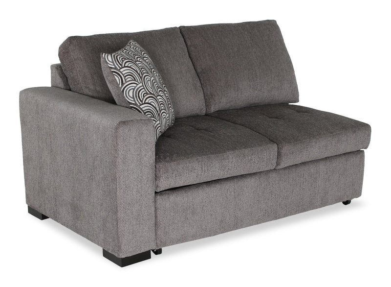 Made in Canada Legend 2-Piece Right-Facing Chenille Fabric Cuddler Sleeper Sectional - Pewter Brown