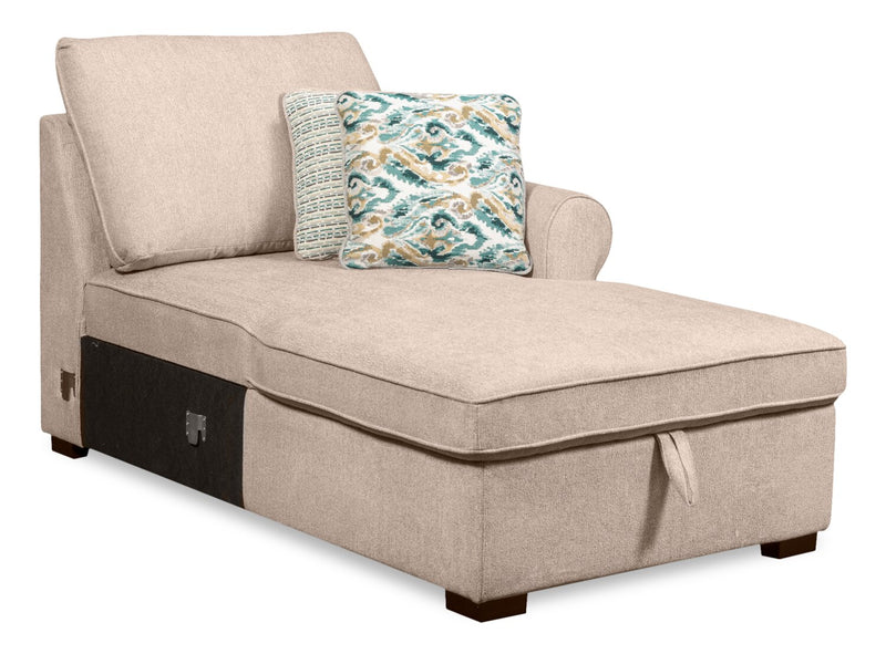 Scott Living Haven 3-Piece Left-Facing Chenille Fabric Cuddler Sleeper Sectional with Storage - Taupe
