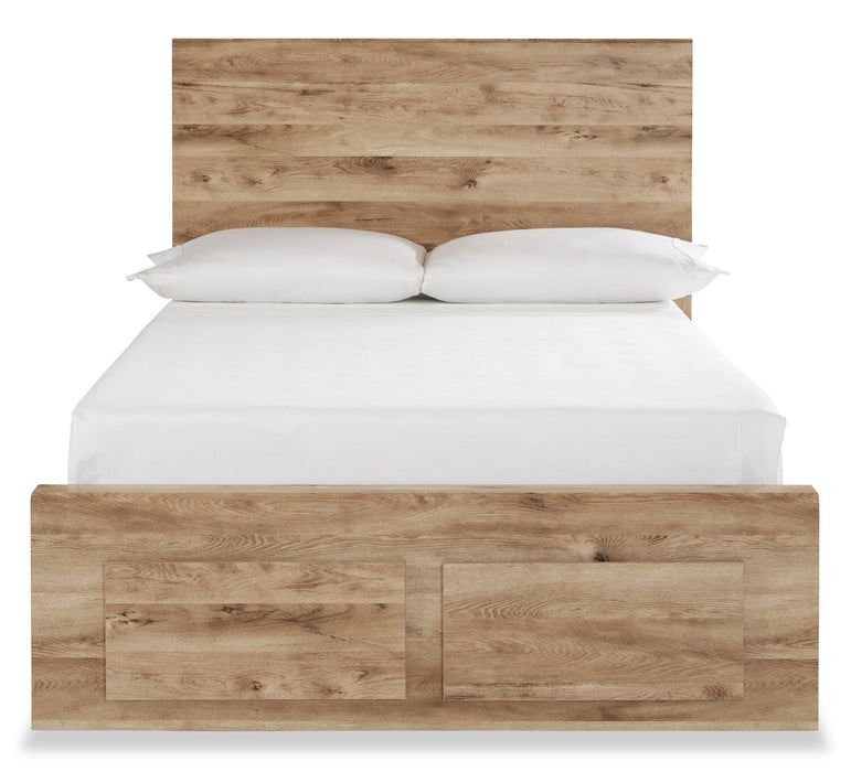 Derekson Storage Bed with 2 Built-In Footboard Drawers, Natural - Full Size