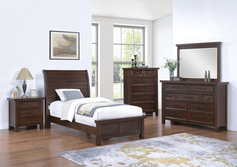 Sonoma Panel Bed with Headboard & Frame, Mango Brown - Twin Size