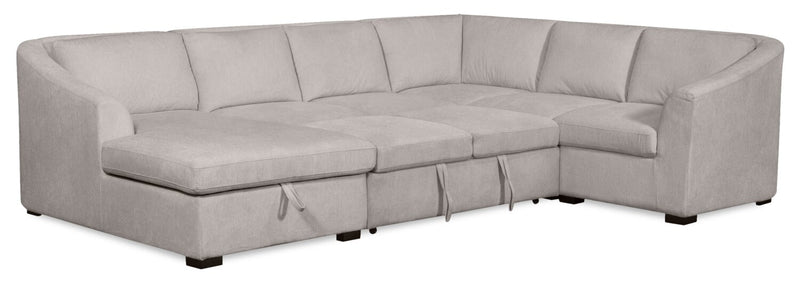 Envy 5-Piece Left-Facing Chenille Fabric Sleeper Sectional with Storage Chaise - Fog Grey