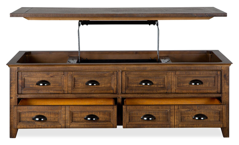 Hanson 50” Traditional Pine Lift Top Coffee Table with Storage and Casters - Toasted Nutmeg