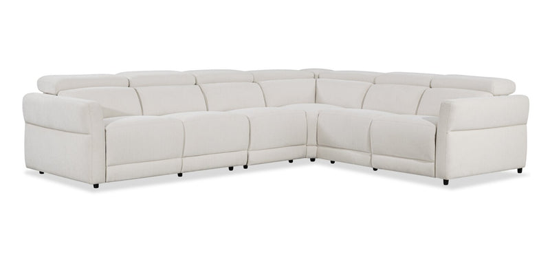 Cindy Crawford Home Aspen 4-Piece Power Reclining Sectional with Reclining Armless Chair and USB Port - Alabaster