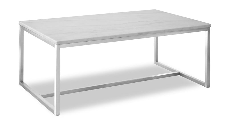 Sampson 46\" Modern Marble Coffee Table - White