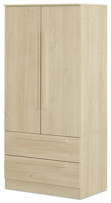 Alex Bedroom 2-Drawer Chest with Storage Cabinet, 33\"W x 68.5\"H - Natural