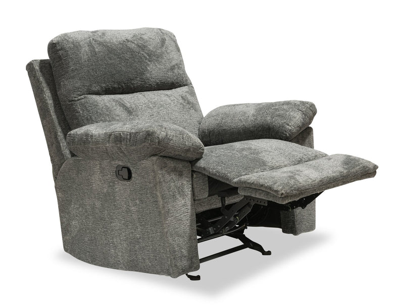 Made in Canada Oliver 40\" Chenille Fabric Glider Reclining Chair - Addison Pewter Grey