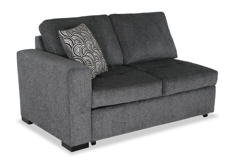 Made in Canada Legend 2-Piece Right-Facing Chenille Fabric Cuddler Sleeper Sectional - Pepper Grey