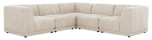 Kort & Co. Oaklyn Modular 5-Piece Fabric Sectional with Tufted Seat Cushions - Beige
