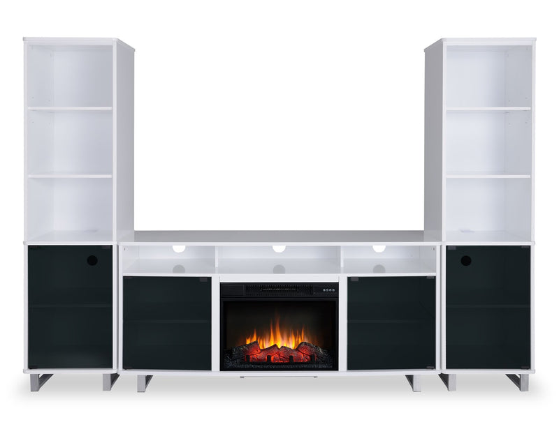 Ignatius Modern 3-Piece Entertainment Centre with Electric Fireplace and Storage for TVs up to 70\"- White