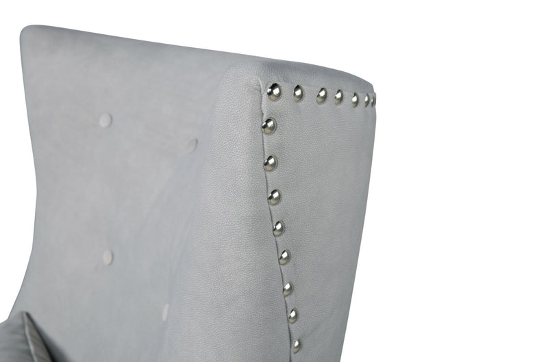 Haden 30\" Faux Suede Fabric Accent Chair with Wood Base and Nailhead Trim - Walks Dove Grey