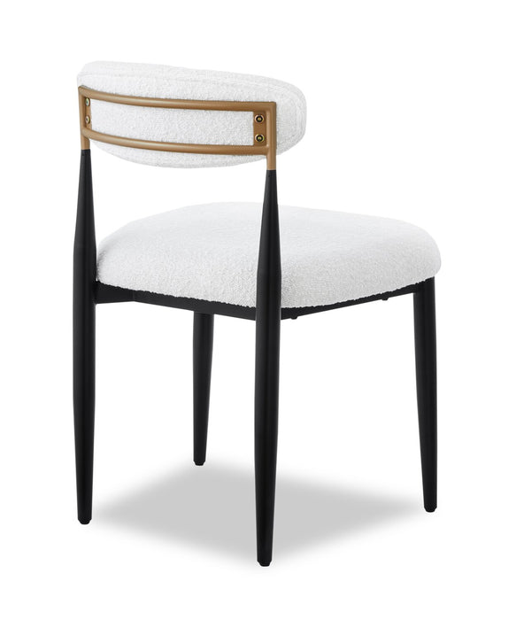Kort & Co. Capri Dining Chair with Boucle Fabric & Gold Accent, Metal - White
