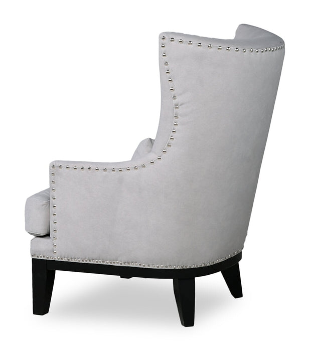 Haden 30\" Faux Suede Fabric Accent Chair with Wood Base and Nailhead Trim - Walks Dove Grey