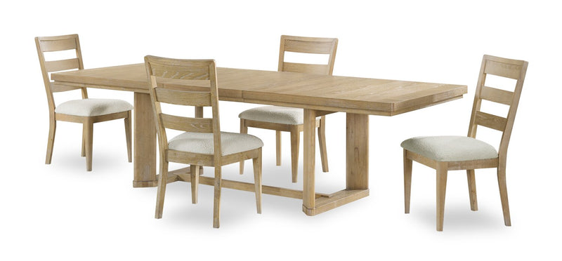 Aspen 5pc Dining Package with 80-104\" Extension Table & 4 Chairs, Fabric - Natural