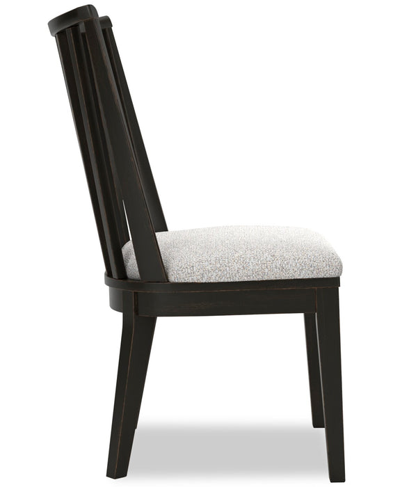 Shaw Dining Chair with Polyester Fabric, Slat-Back - Black