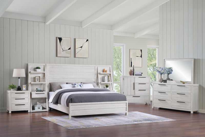 Haven 6pc Bedroom Set with Panel Bed, Dresser, Mirror & Nightstand, White - King Size
