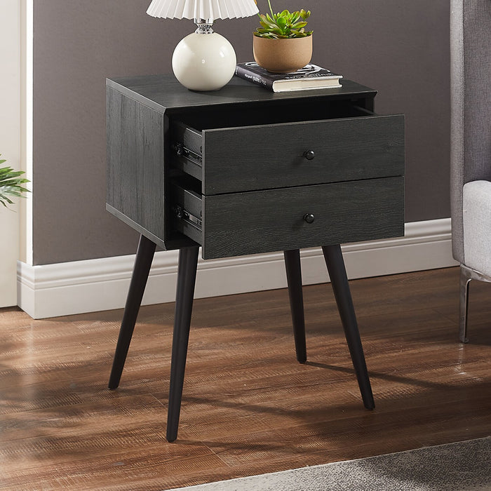 Mori Bedside 2-Drawer Nightstand, 18\"W x 25.75\"H - Black