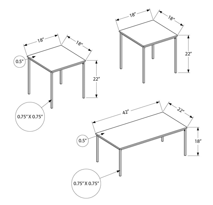 Easton 42\" Modern 3-Pack Coffee + 2 End Tables - Marble Look with Black Metal Legs
