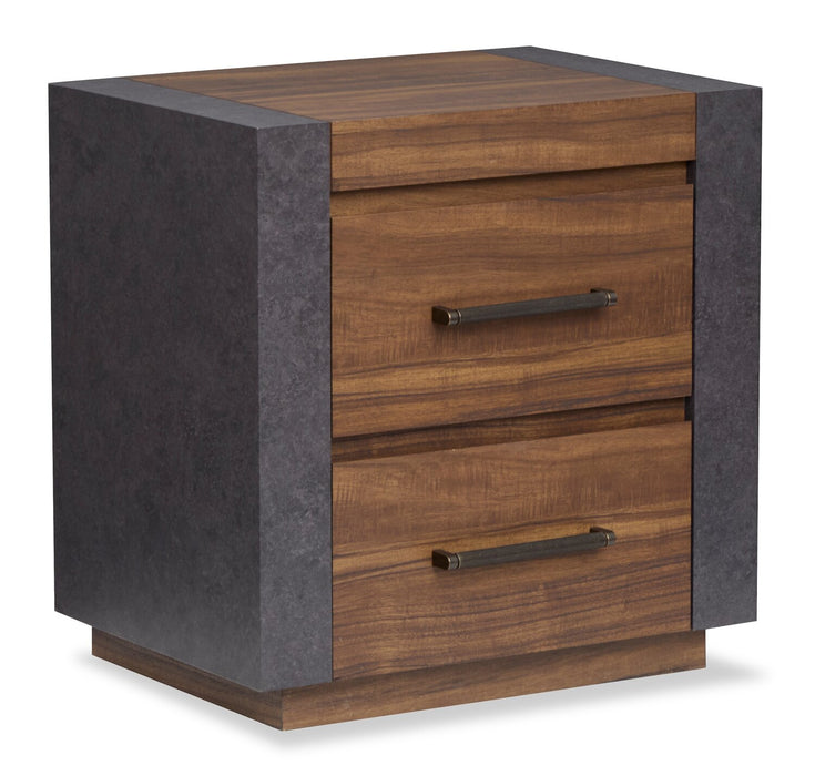 Scott Living Dante Bedside 2-Drawer Nightstand, 24\"W x 24.3\"H - Brown