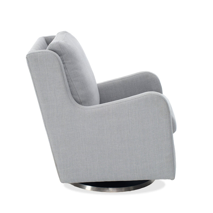 Ellie 29\" Linen-Look Fabric Swivel Glider Accent Chair with Wingback and Recessed Arms - Grey