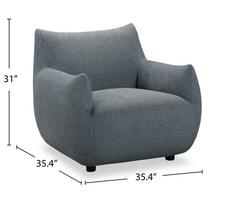 Luna 35.4\" Fabric Accent Chair - Grey