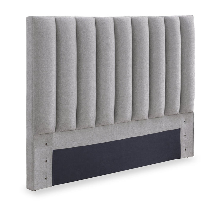 Amos Upholstered Headboard in Grey Fabric, Channelled - King Size