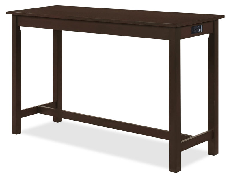 Noah 60” Modern Sofa Table with 3 Counter-Height Stools and USB Ports - Espresso