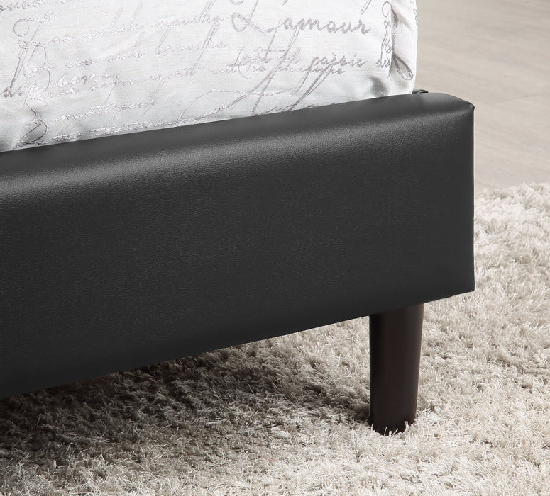 Paseo Platform Bed in Black Vegan-Leather Fabric - Queen Size