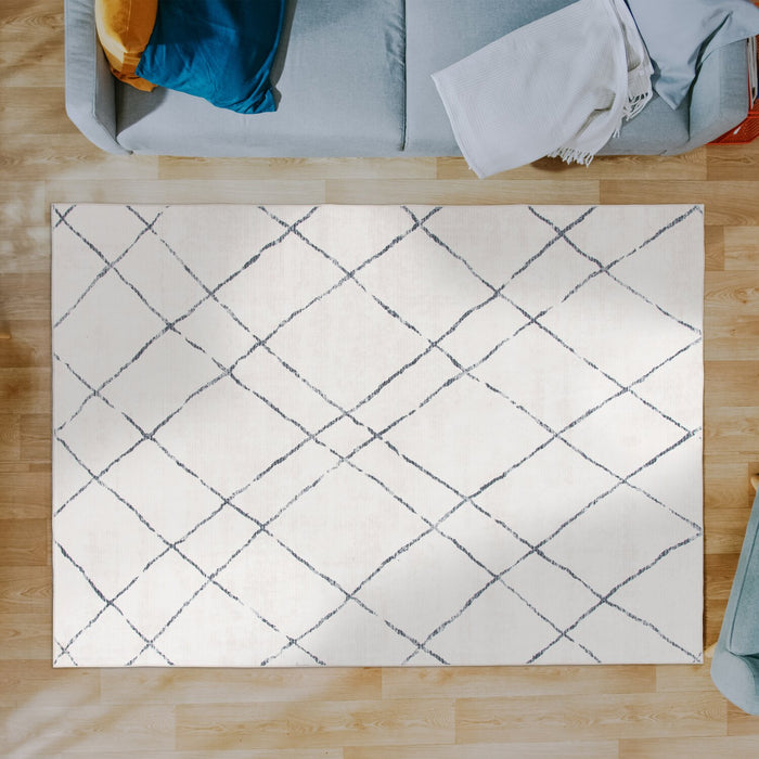 Selin Ivory Washable Area Rug - 5’ x 7’