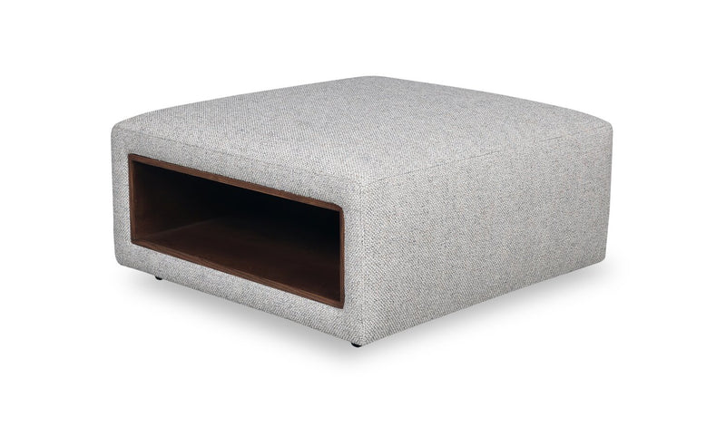 Geneva 32.5\" Chenille Fabric Cocktail Ottoman with Storage and Wood Legs - Cloud Beige