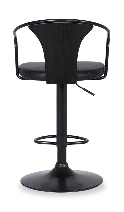 Hero Barstool with Swivel & Adjustable Seat, Vegan Leather Fabric, Metal - Grey