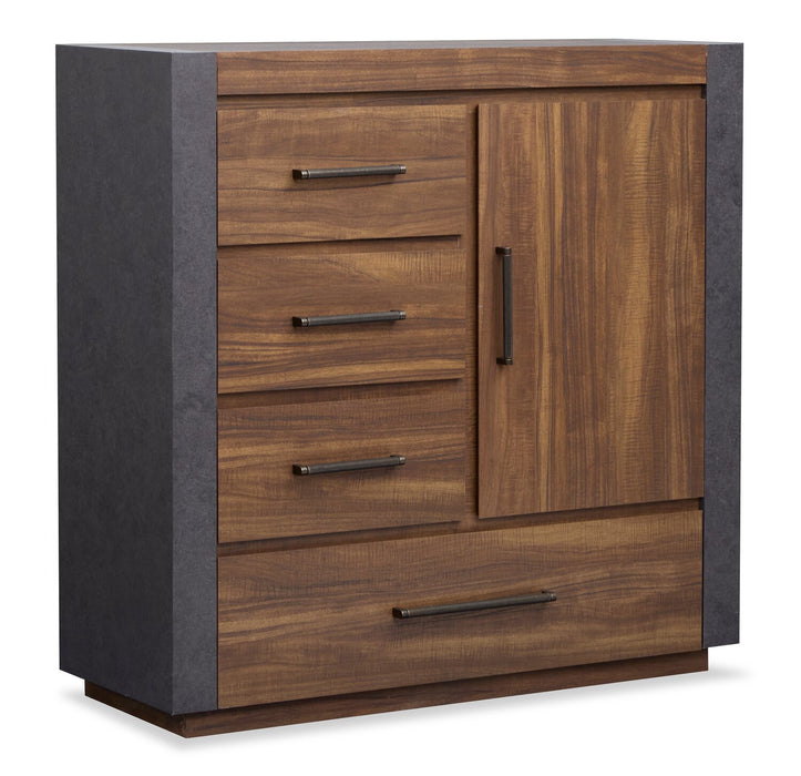 Dante Bedroom 4-Drawer Chest with Storage Cabinet, 46\"W x 45\"H - Brown