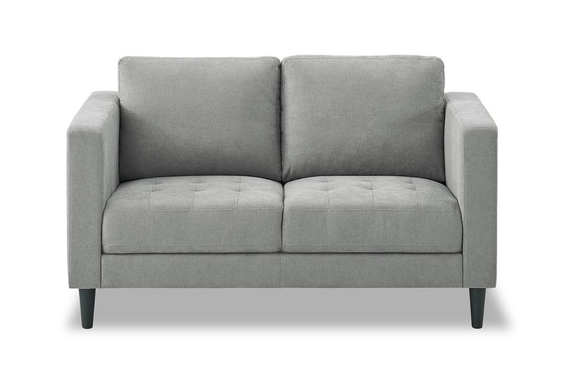 Metro 57\" Fabric Loveseat with Tufted Seat Cushions and Reversible Back Cushions - Grey