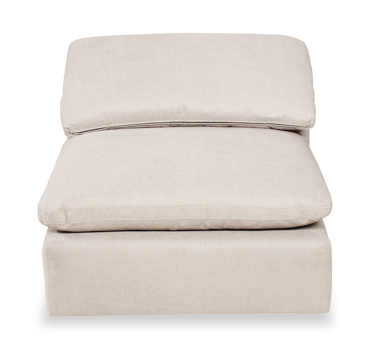 Eclipse Modular 124\" Linen-Look Fabric Sofa with Reversible Feather Down Cushions - Linen Beige