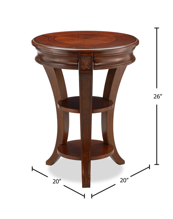 Kerwin 20\" Traditional Round End Table with Shelves - Cherry