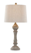 Orson 32\" Farmhouse Table Lamp with Oat Linen Shade - Grey