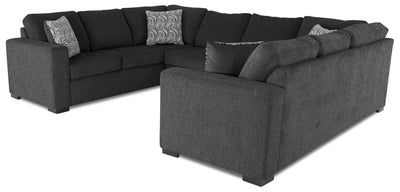 Made in Canada Legend 3-Piece Chenille Fabric Sleeper Sectional - Pepper Grey | Sofa-lit sectionnel Legend 3 pièces fabriqué au Canada en tissu de chenille - gris poivre