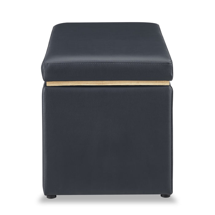 Edmonton 32\" Storage Ottoman - Navy Faux Leather