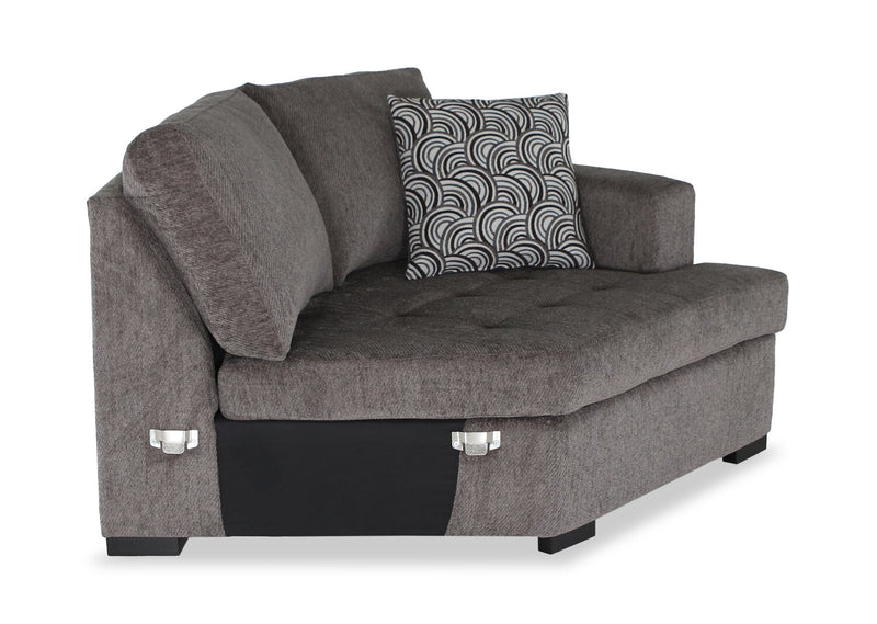 Made in Canada Legend 2-Piece Right-Facing Chenille Fabric Cuddler Sleeper Sectional - Pewter Brown