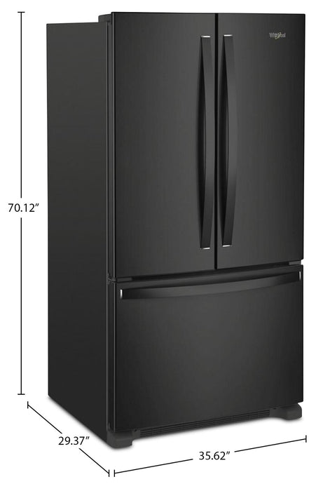 Whirlpool 36\" 20 Cu. Ft. Counter-Depth French-Door Refrigerator - Black - WRFC2036RB