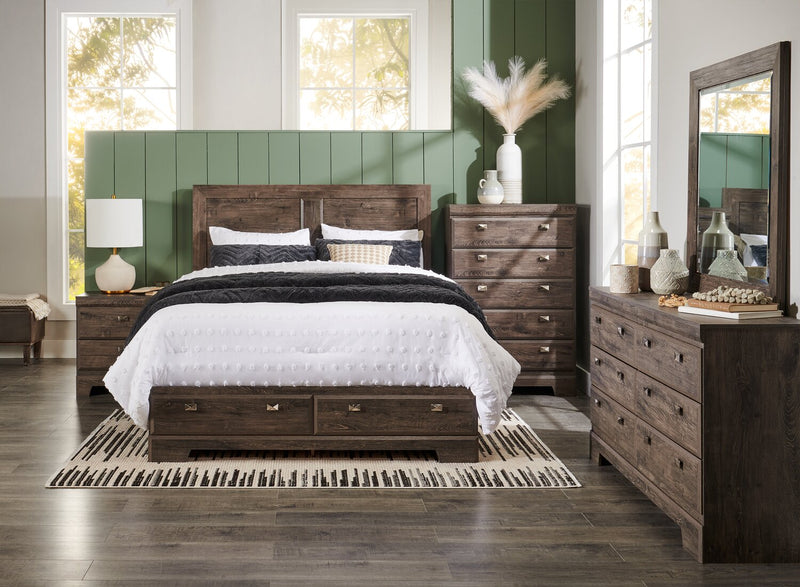 Yorkdale 6-Drawer Platform Bed with Headboard & Storage Frame, Made in Canada, Grey - Queen Size