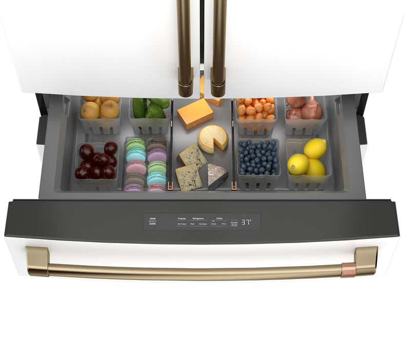 Café 36” 23.2 Cu. Ft. Smart Counter-Depth 4-Door French Door Refrigerator – Matte White - CJE23DP4WW2